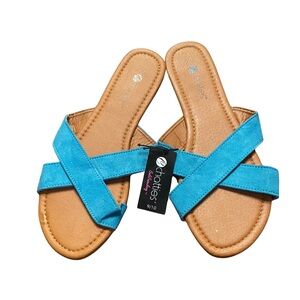 Chatties Slip-On Crisscross Sandals Blue Size 9/10